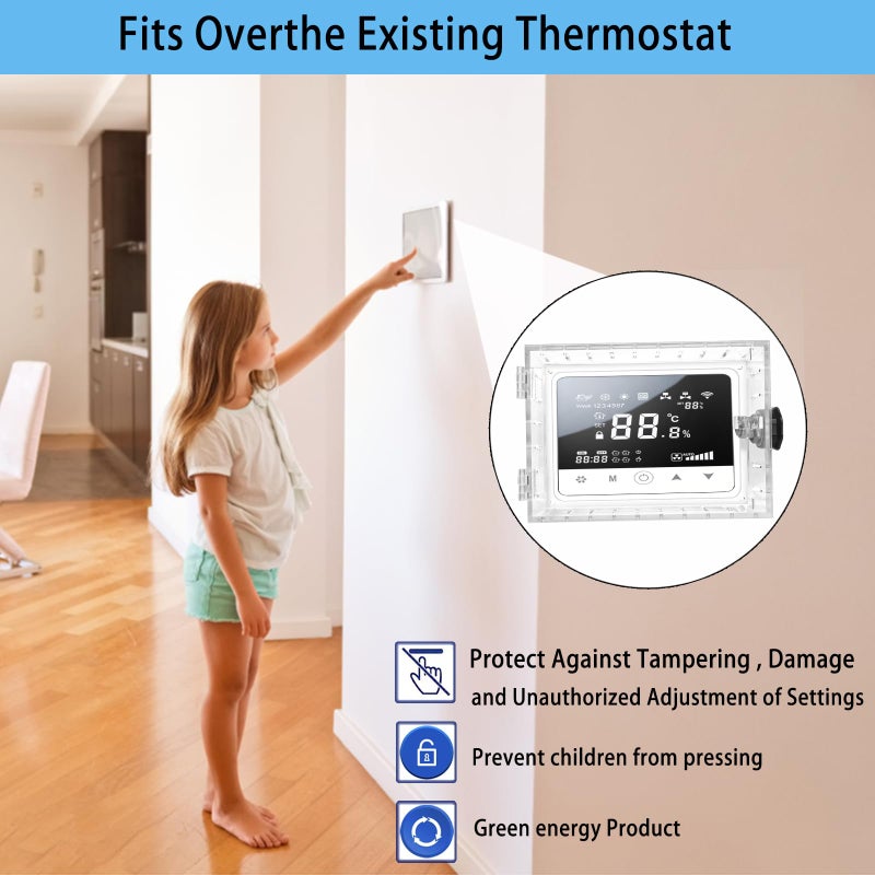 Young Dance Universal Thermostat Combination Lock Box, Clear Large Thermostat Guard for Wall Thermostats, Thermostat Cover Fits Thermostats 6.5  ""H x 4.72  ""W x 1.97  ""D or Smaller (1 Set) - Image 5